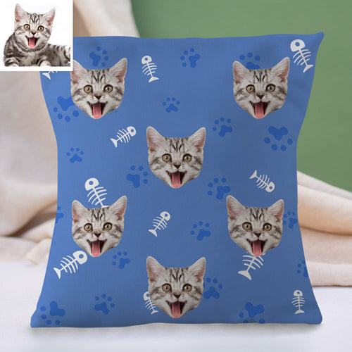 Custom Cat Face Pillow Christmas Decorative Cushion Cover Cat Face Throw Pillows Christmas Gift