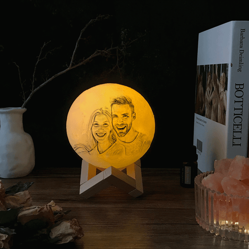 Christmas Gift for Family Custom Engraved 3D Moon Light with Picture 2 Colors 16 Colors