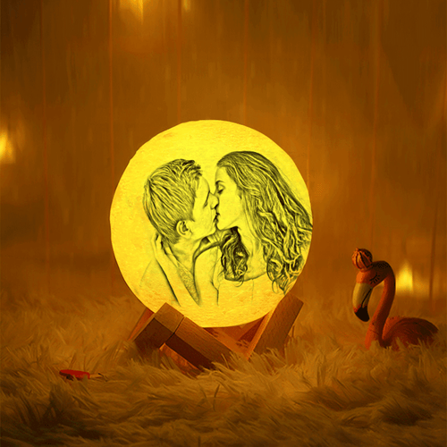 Custom Engraved 3D Picture Moon Lamp 2 Colors 16 Colors Christmas Gift