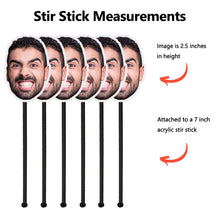 Load image into Gallery viewer, Personalized Drink Stirrers with face Bachelor Party Drink Stirrers Custom Party Supplies