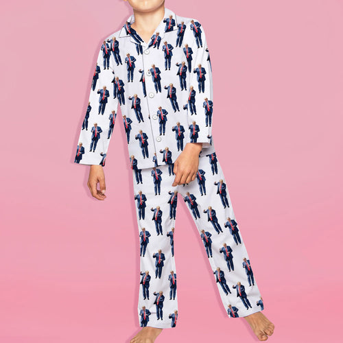 Kids America Funny Trump Dancing Pajamas Kids Trump Pajamas Long Sleeve Christmas Pajama Set