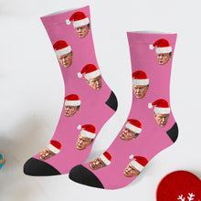 Load image into Gallery viewer, Trump Christmas socks Trump Photo Socks Trump Face socks Trump Christmas Santa Socks