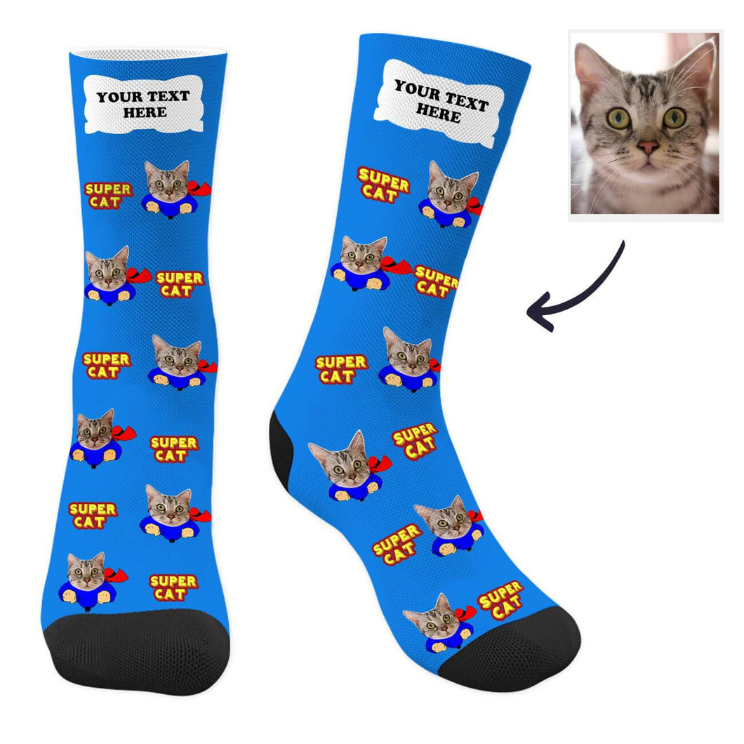 Cat Socks Custom Cat Photo Socks with Text