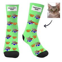 Load image into Gallery viewer, Cat Socks Custom Cat Photo Socks with Text