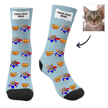 Load image into Gallery viewer, Cat Socks Custom Cat Photo Socks with Text