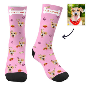 Dog Face Socks Dog Socks Custom Dog Photo Socks with Text Christmas Gift