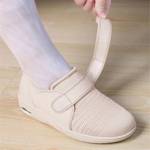 ACE SHOCK Women's Wide Width Shoes Adjustable Strap Sneakers for Elderly Plantar Fasciitis Swollen Feet
